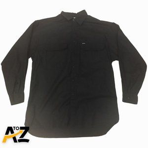 Vintage Street Scenes Men Shirt Size M Black Collared Long Sleeves Button Down